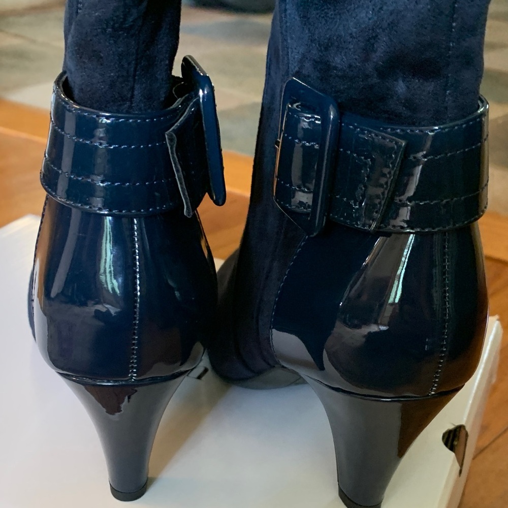 East 5th Dark Blue Heeled Boots - Picture 3 of 7